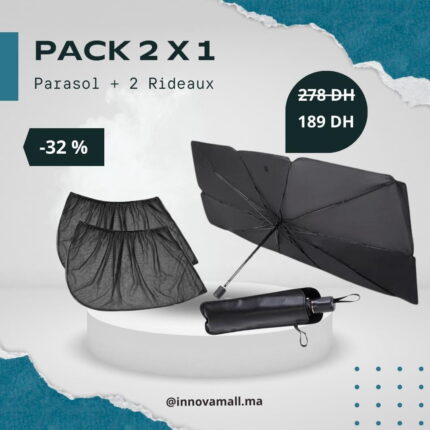PACK Parasol + 2 Rideaux pour voiture - Protégez-vous du soleil et de la chaleur !